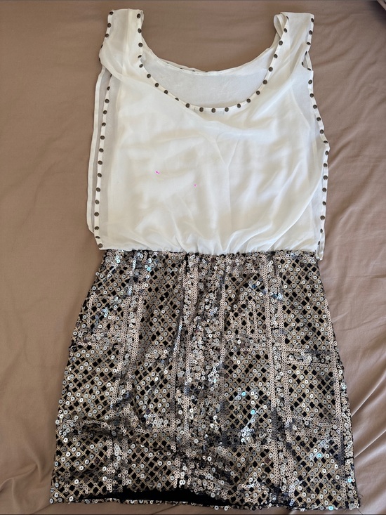 OH BOY! Dresses & Skirts - White Sleeveless Sequin Mini Dress